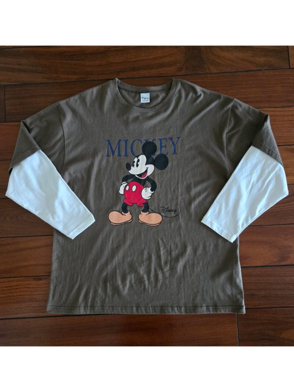 P.age 92 Disney Mickey Mouse Faux Layered Long Sleeve Shirt SZ L